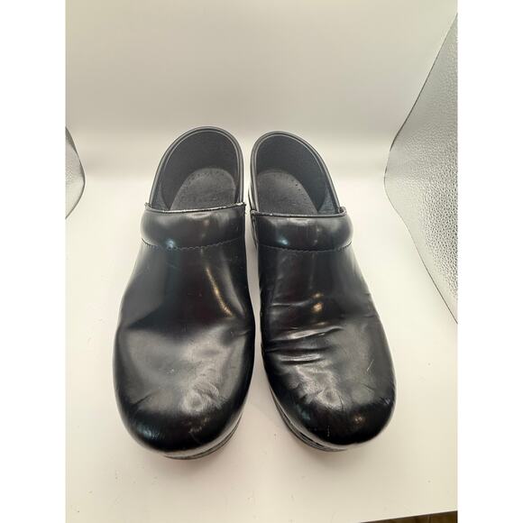 Dansko Black Leather Professional Clogs Size 38 Comfort Work Shoes Scandi Nurse - Picture 2 of 6